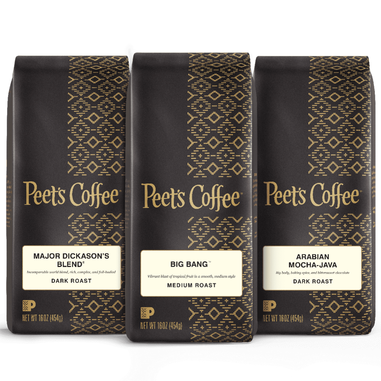 Peet's Coffee Best sellers coffee bundle in 3 16 oz brown bags